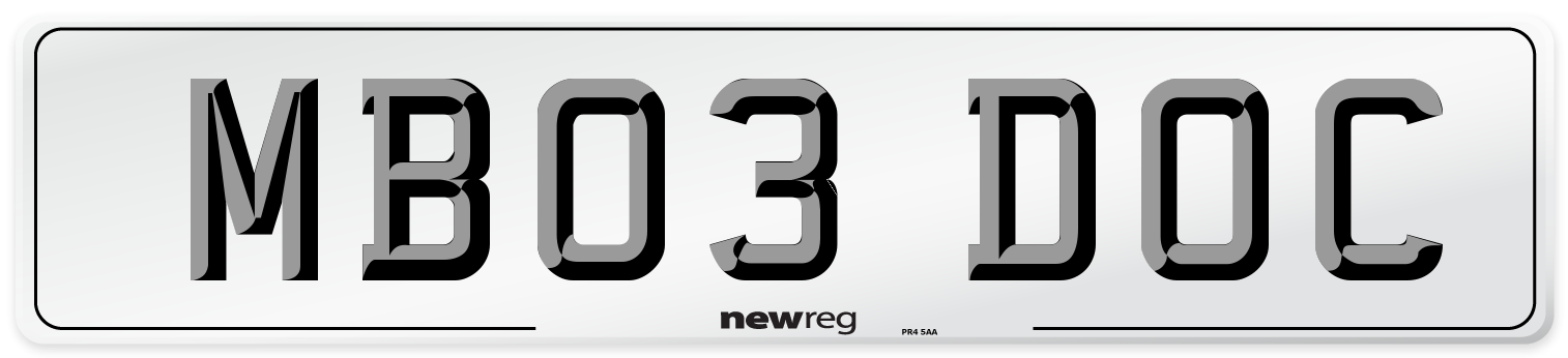MB03 DOC Number Plate from New Reg